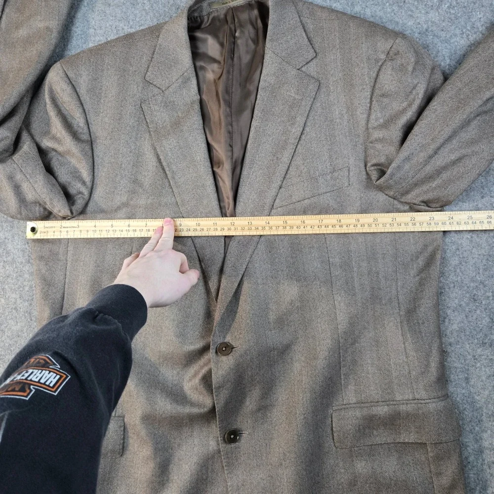 Ermenegildo Zegna‎ Blazer Mens 44 Brown Herringbone Wool Sport Coat Italy